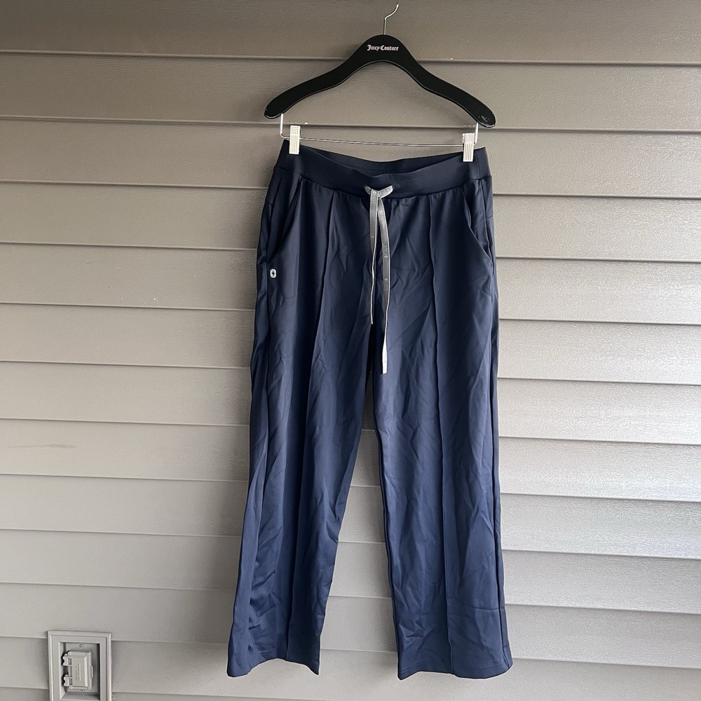 FIGS Scrub Pants Womens Navy Blue Technical Collection Drawstring Straight Leg